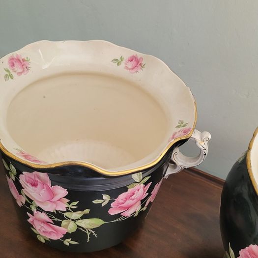 Antique pair of crown ducal "Roseware" jardinieres