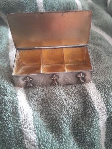 old silver plate religious box