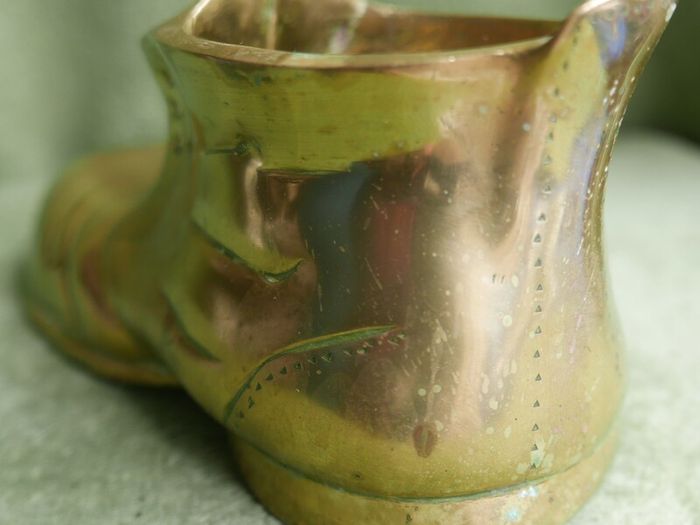 Vintage Large Brass Boot, Very Heavy, Solid Brass, Vintage Brass Ornament