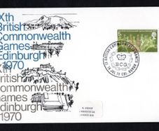 1970 Great Britain cover commemorating 9th Commonwealth Games in Edinburgh in 1970 tying tying 5d British Commonwealth Games Stamp