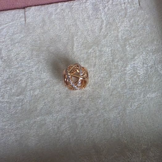Pandora sparkling polished lines charm rose gold 14 plated perfect condition