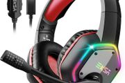 USB Gaming Headset for PC - Computer Headphones with Microphone/Mic Noise Cancelling, 7.1 Surround Sound Wired Headset &amp; RGB Light - Gaming Headphones for PS4/PS5 Console Laptop MULTIPLE COLOURS AVAILABLE, SEE PHOTOS (FREE POSTAGE)