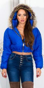 crop winter jacket with hood ROYALBLAU s-m