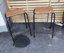 Two old school lab stools