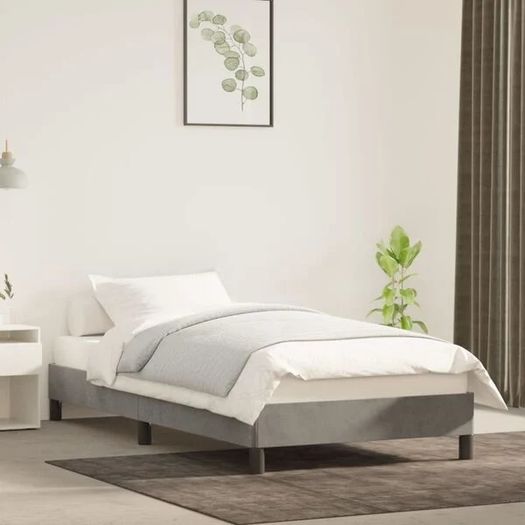 Bed Frame without Mattress Light Grey 90x190 cm Single Single Velvet
