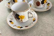 SET Of  3  Arklow Pottery coffee cups and saucers featuring the "Autumn Leaves" pattern.