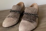 Ladies taupe suede shoes