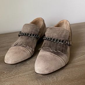 Ladies taupe suede shoes