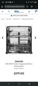 Zanussi ZDLN1511 Fully Integrated 60cm Dishwasher
