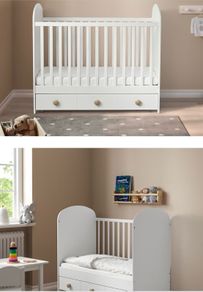 Ikea Gonatt baby cot to toddler bed with mattress and guard
