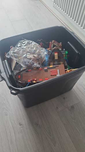 Large box of lego , accessories and weapons