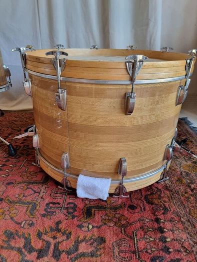 Ludwig 3 ply 70s Butcher Block and LM402 6.5 Supraphonic Snare - Blue Olive Drums Kit Led Zeppelin