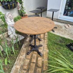 Pub, restaurant table, garden bar, cast iron home, table, Victorian cast iron table legs, bistro set, oak home garden.