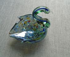 Coloured glass swan dish, Glass dish, Trinket dish, Home decor