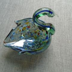 Coloured glass swan dish, Glass dish, Trinket dish, Home decor
