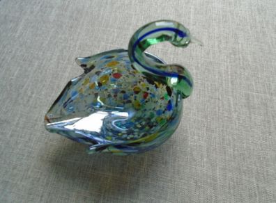 Coloured glass swan dish, Glass dish, Trinket dish, Home decor