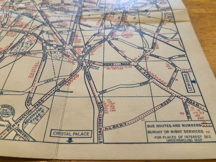 Vintage 1960's London Underground & Bus Map