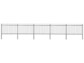 Garden Fence with Spear Top Steel 8.5x1.2 m Black