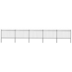 Garden Fence with Spear Top Steel 8.5x1.2 m Black