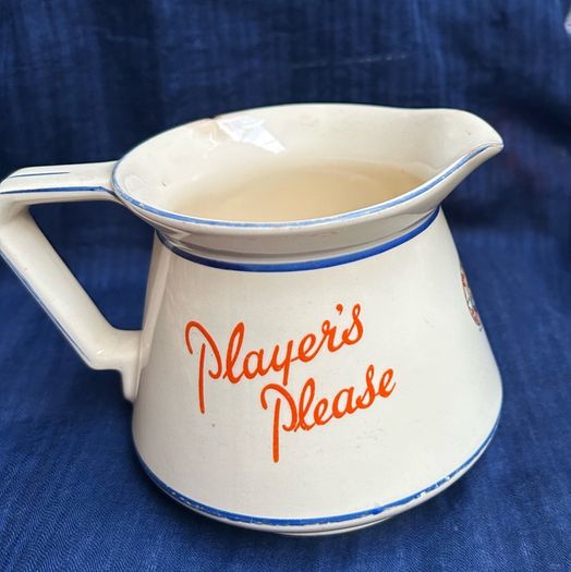 1940s Players Please ceramic advertising water jug
