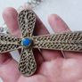 Vintage Turquoise  Large 4" Cross Pendant and unusual Chain length 34" Image 4