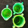 Vintage Mosser Green Opalescent Glass Creamer and Sugar Bowl Set Cherry Pattern Image 5