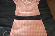 Pink holiday set cropped top and mini skirt, size 10