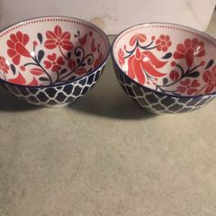 SET OF 2 Tola Orange Bird & Navy Tile Cereal Bowl MEADOWS & BYRNE IRELAND PORCELAIN Dishwasher & Microwave Safe
