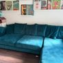 DFS Teal Velvet Corner Sofa with Chaise Image 2