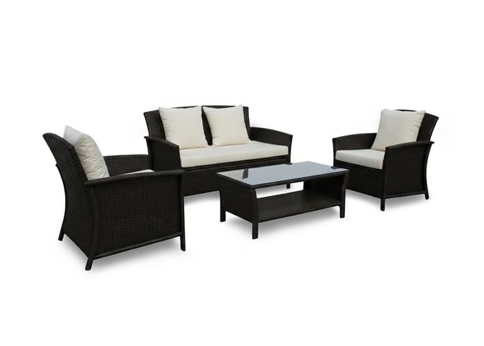Newport Garden Sofa Set 4 Seater Rattan Outdoor Furniture + Table Patio Terrace Set