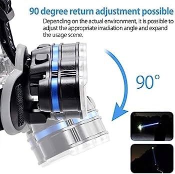 Head Torch, 8 LED Super Bright USB Rechargeable Headlamp Waterproof 8 Modes Headlight with Red Lights Comfortable Adjustble Headtorch for Camping Fishing, Car Repair, Running, Outdoor