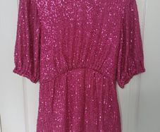 Ladies Lipsy Cerise Pink Sequin Top Size 10