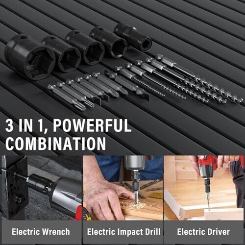 Cordless Impact Wrench,1/2" Brushless Power Impact Gun,2500RPM Electric Wrench, Max Torque 550N.m with 4 Sockets, 12PCS Screwdriver Bits, 4.0Ah Battery & Carry Box for Car Home