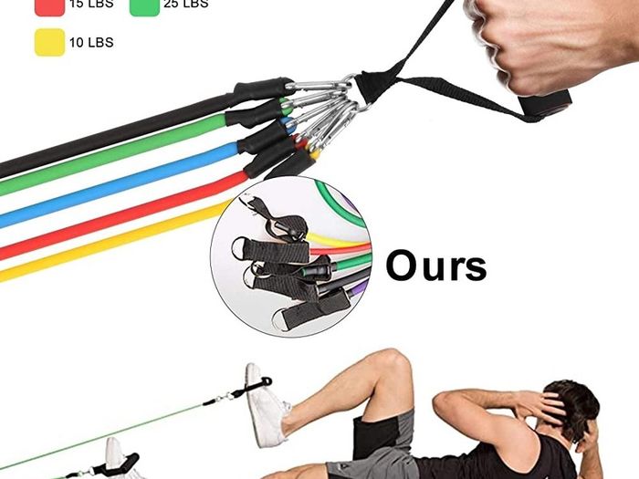 Resistance Bands Set 5pcs with Handle Strength Exercise Resistance Band Training Fitness Tubes Tension Bands Workout Gym Equipment Men and Women for Home Use Physical Training Cable (FREE POSTAGE)