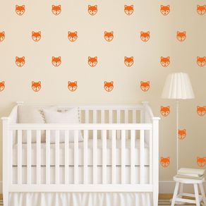 Fox Face Wall Stickers, Fox Face Pattern, Nursery Decals, Nursery Decor
