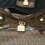 Brown DKNY leather and fabric bag and matching purse 100% genuine Image 9