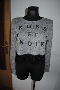 H&M Divided grey lace long sleeve top top size S UK10 EU38 Postage included
