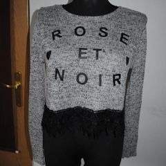 H&M Divided grey lace long sleeve top top size S UK10 EU38 Postage included