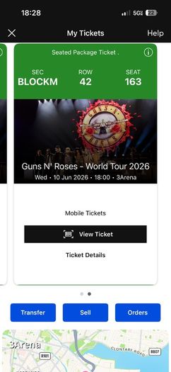 Guns And Roses Vip Tickets X 2