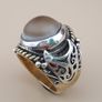 Antique Style Sulemani Agate Ring Vintage Brass & Silver Inlay Design Image 10