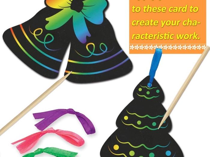 48 pieces Christmas Scratch Art Cards, Hanging Decorations Christmas Crafts doodle game For Kids (FREE POSTAGE)