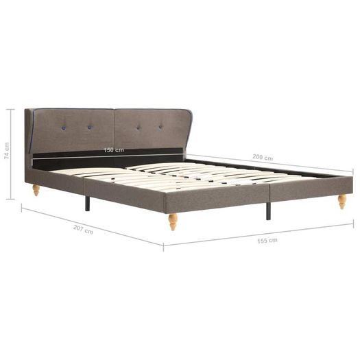 Bed Frame Taupe Fabric 150x200 cm