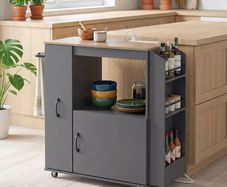 Kitchen Trolley with Power Outlet Kitchen Island Cart  Pull-Out Drawer