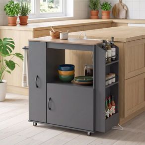 Kitchen Trolley with Power Outlet Kitchen Island Cart  Pull-Out Drawer