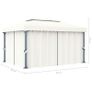 Gazebo with Curtain 4x3 m Cream White Aluminium Image 7