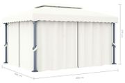 Gazebo with Curtain Cream White Aluminium