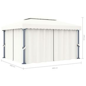 Gazebo with Curtain Cream White Aluminium