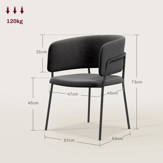Upholstered Chair, Modern and Comfortable, 57x53x73 cm, Gray