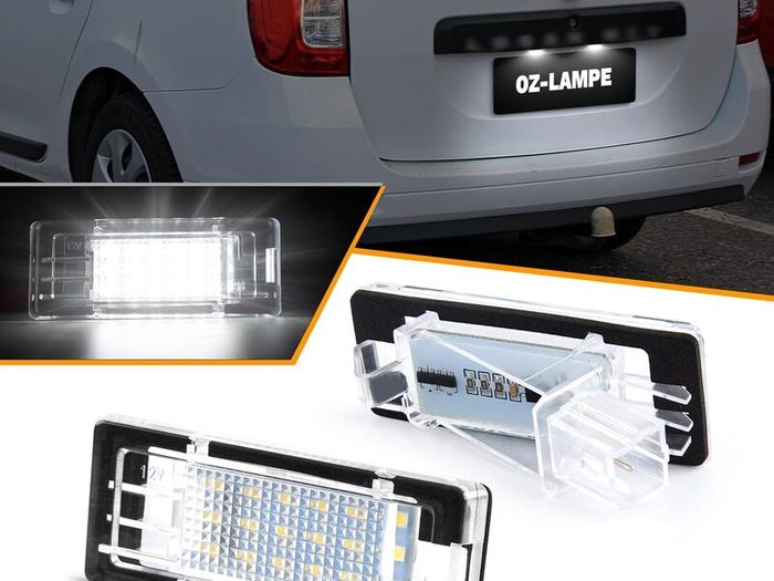 2PCS LED Number Plate Light for Dacia Duster (Type H79) Lodgy Logan II MCV (Type L52 / K52), 2835 SMD with CAN-bus Error Free Waterproof Rear