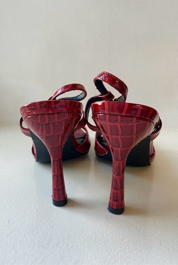 Linzi Red Snakeskin High Heels